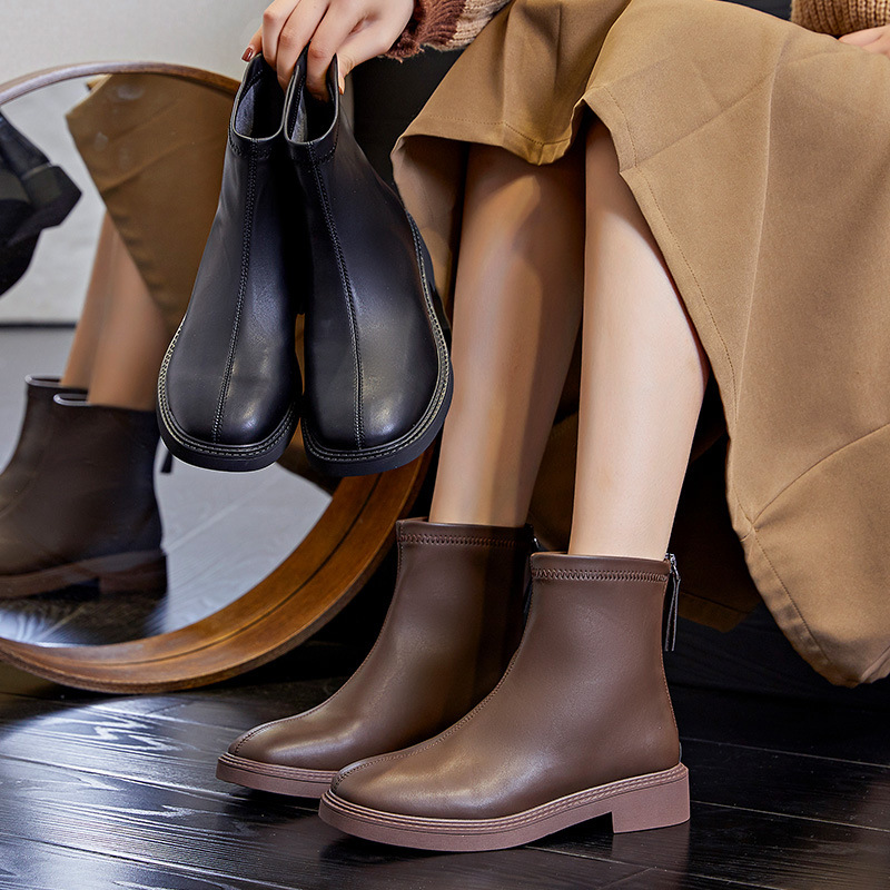 New Retro Boots for Women 2025 Autumn and Winter Thick Heel Short Boots for Women Versatile British Style Slim Boots Casual Women's Boots Trend