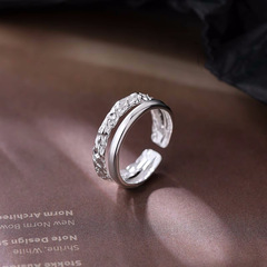 Double-Strap Folded Ring for Women, Open Finger Ring, Simple Band, Index Finger Ring, Fashionable, Ins Small-Town Simple Design, Ring for the Little Finger
