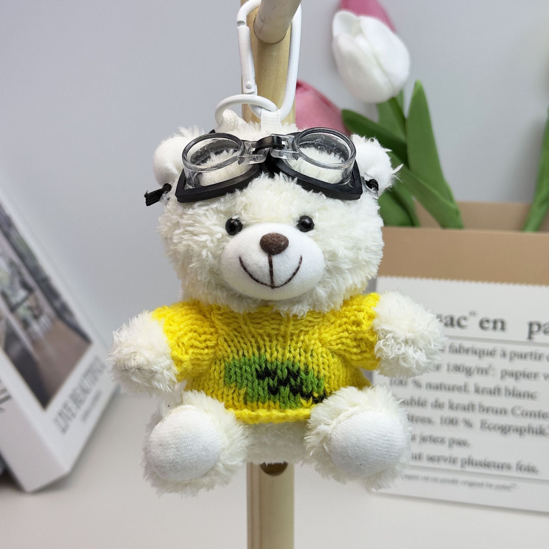 Suéter Teddy Bear Keychain bolsas colgantes muñecas de peluche creativas lindas gafas piloto Teddy Bear