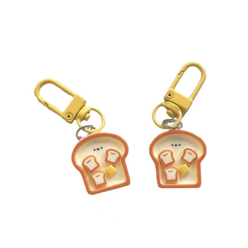 Cute Breakfast Plate Pendant Fun Real Food Play Keychain Girl Heart Backpack Accessories Couple Girlfriend Gift