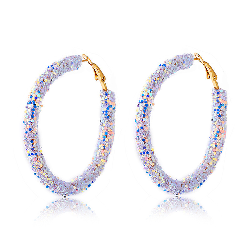 Metal Material 1 Pair Streetwear Sequins Plating Metal Hoop Earrings