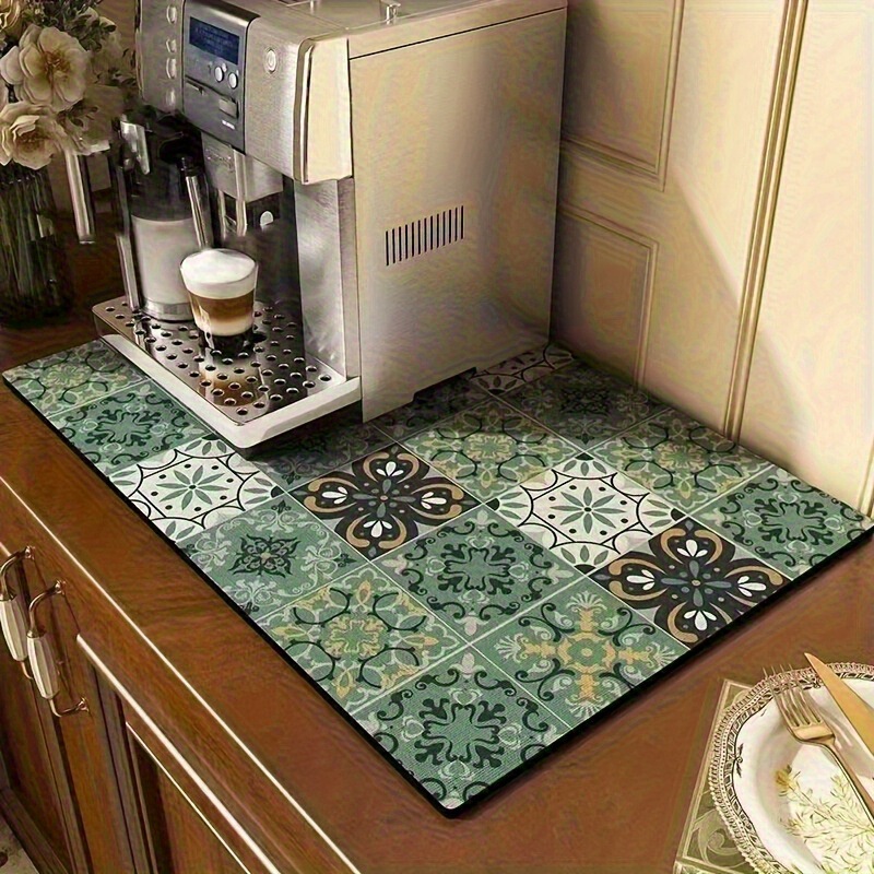 Temu Cross-Border Best-Selling American-Style Floral Tile Coffee Cup Diatomaceous Earth Draining Mat Kitchen Dining Room Water-Absorbent Stain-Resistant Heat Insulation Mat Temu Cross-Border Best-Selling American-Style Floral Tile Coffee Cup Diatomaceous Earth Draining Mat Kitchen Dining Room Water-Absorbent Stain-Resistant Heat Insulation Mat