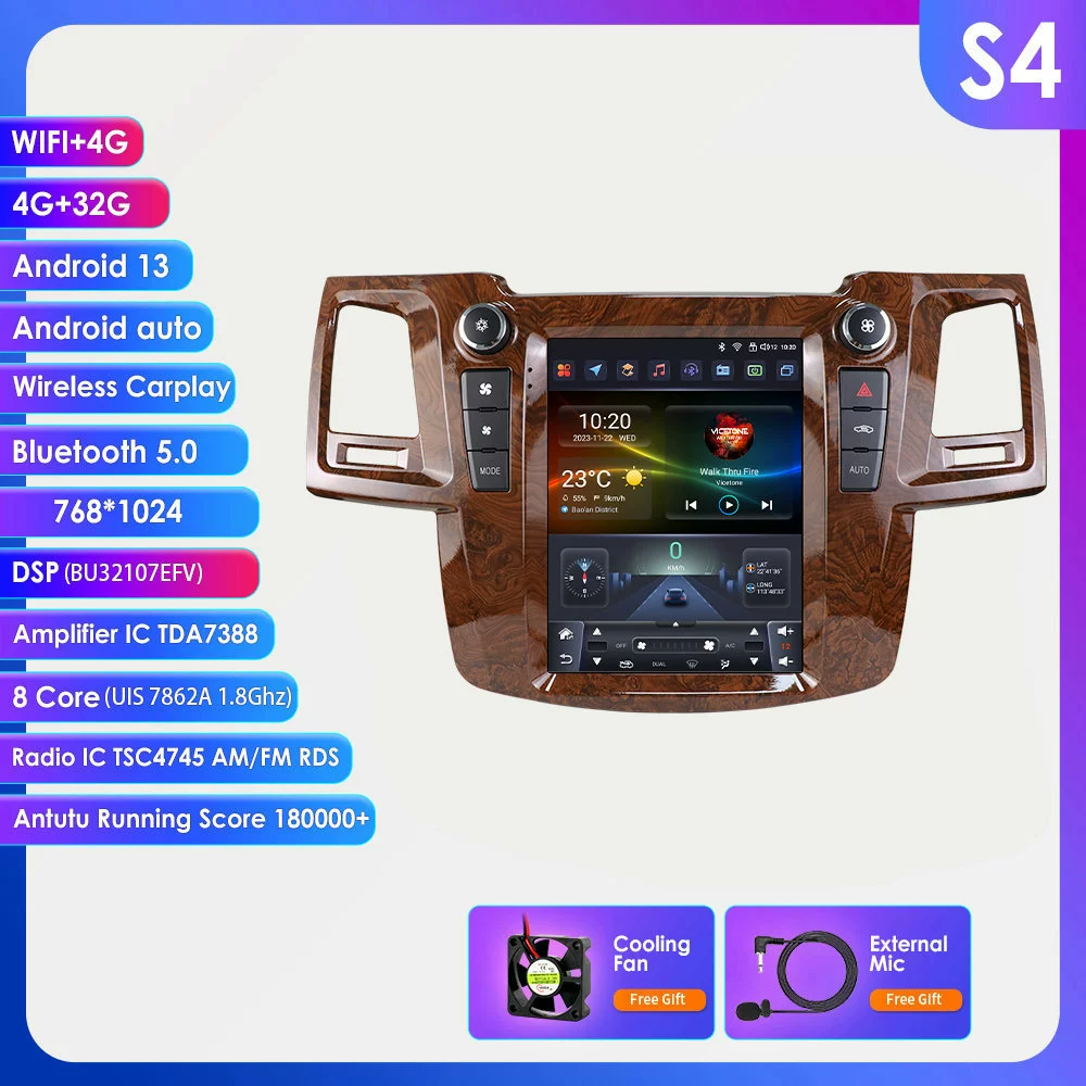 9.7 дюйма, подходит для Toyota Fortuner 2005–2014, вертикальный экран, Android большая экранная автомобильная навигация GPS
