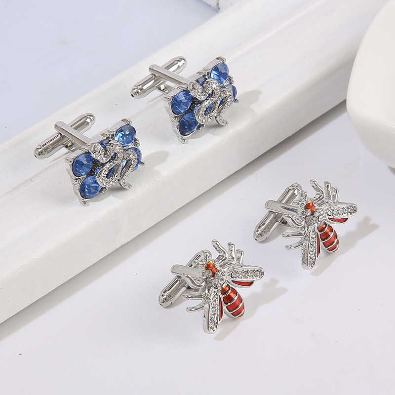 Neue Bee Rechteckige Diamant Manschettenknöpfe Mode herren Hemd Französisch_voghion.com