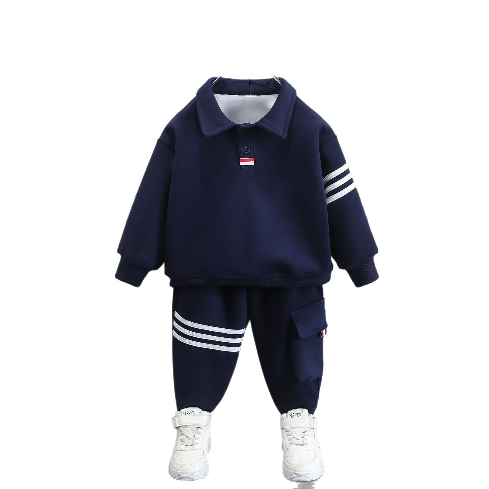 7078 traje de camisa POLO para niños 2025 nueva ropa de primavera y otoño ropa deportiva para niños suéter de primavera de dos piezas