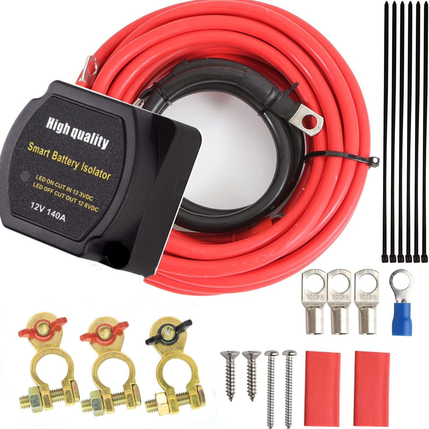 Doble batería aislador kit 12V140A voltaje sensible relé completo Cargador automático de doble batería
