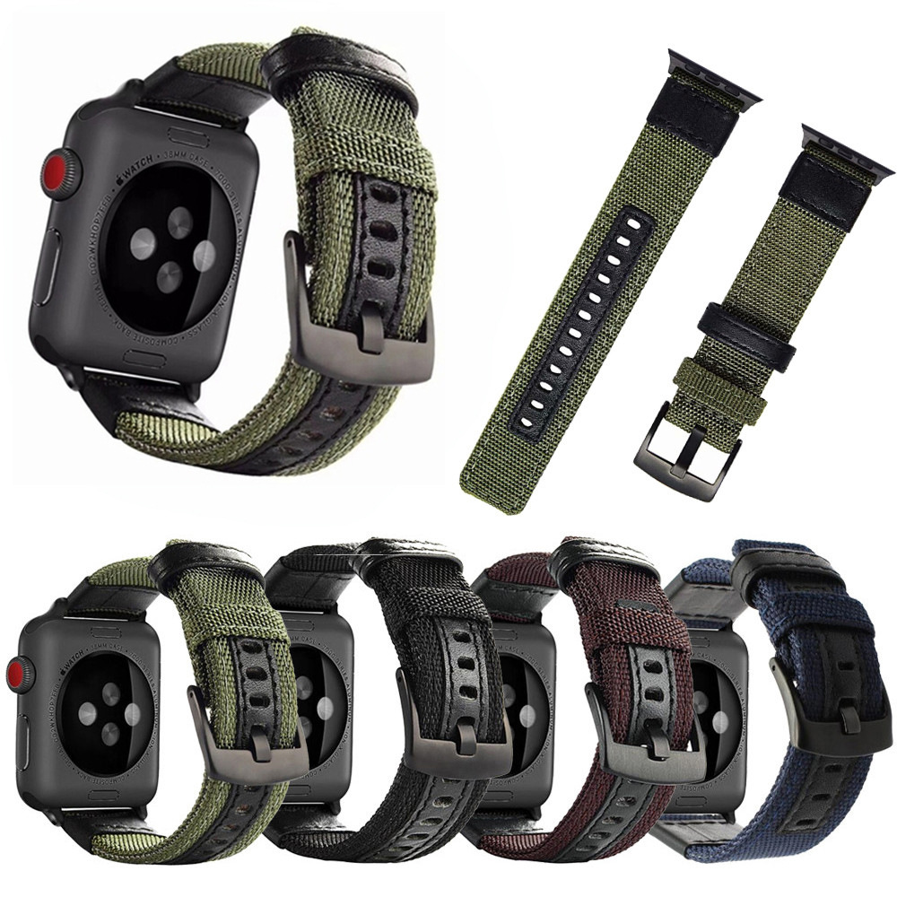 吉普錶帶適用蘋果iwatch12345678SE代手錶黑扣帆布錶帶尼龍錶帶
