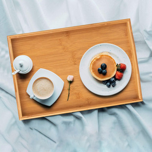 3Pcs Serving Tray Bamboo Tray with Handle Wooden Tray Set for Food Breakfast Dinner