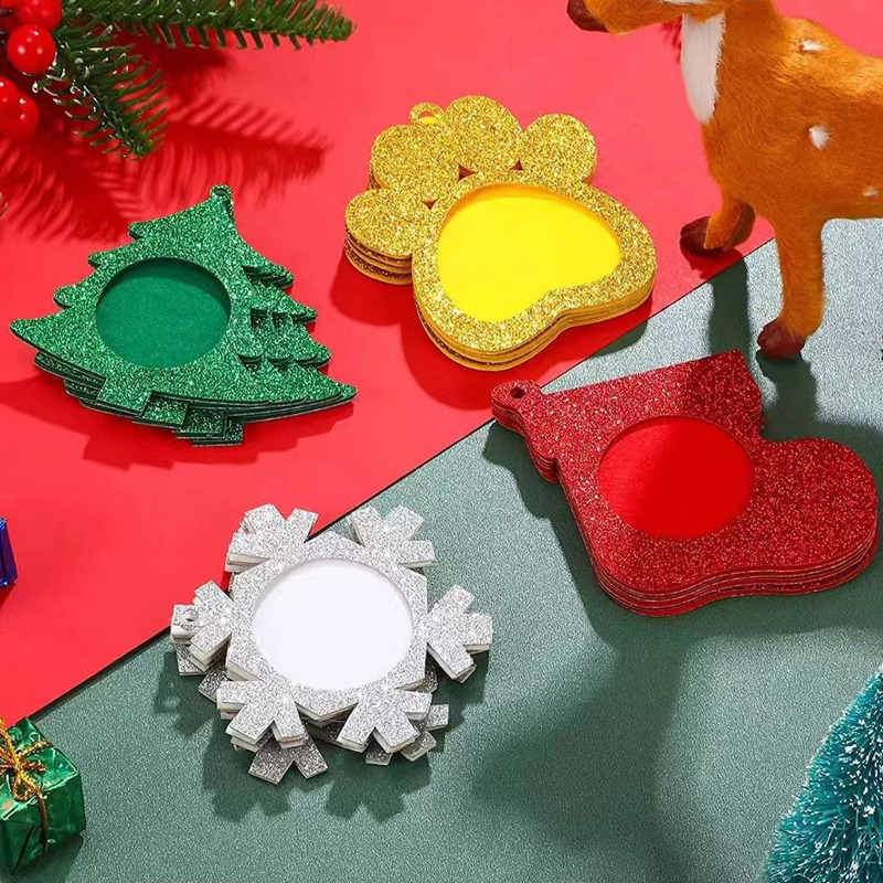 Customized Snowflake Christmas Photo Frames, Party Photo Frame Hanging Decorations, Felt Christmas Photo Frames
