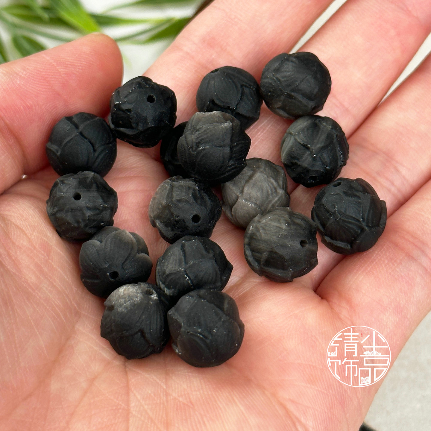 Natural silver obsidian frosted lotus beads, spacer beads, string accessories, handmade DIY bracelet accessories, three-dimensional carved pieces