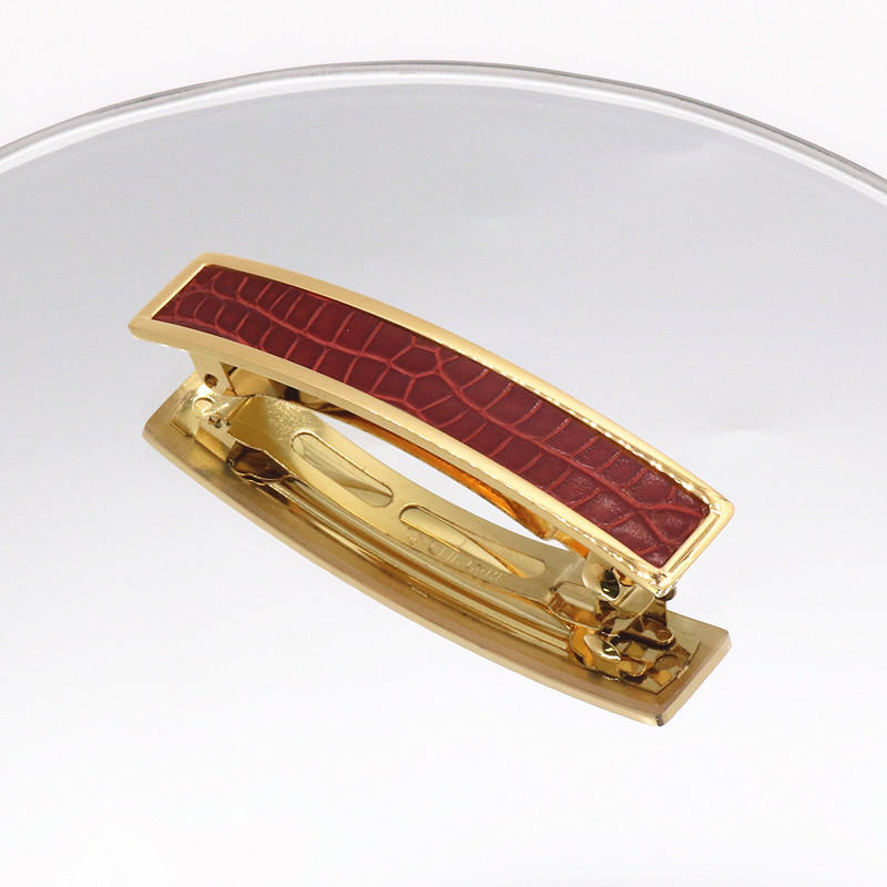 Vintage Sticker Hair Clip DIY Clip Old Flower Skin Alligator Skin Spring Clip Stainless Steel 18K Gold Large Paget Clip