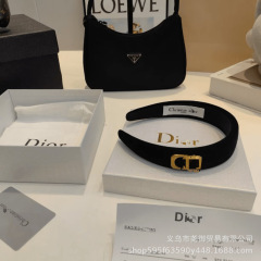 韩版DD家猪鼻子丝绒宽边发箍女高级感法式复古字母发卡显脸小发饰