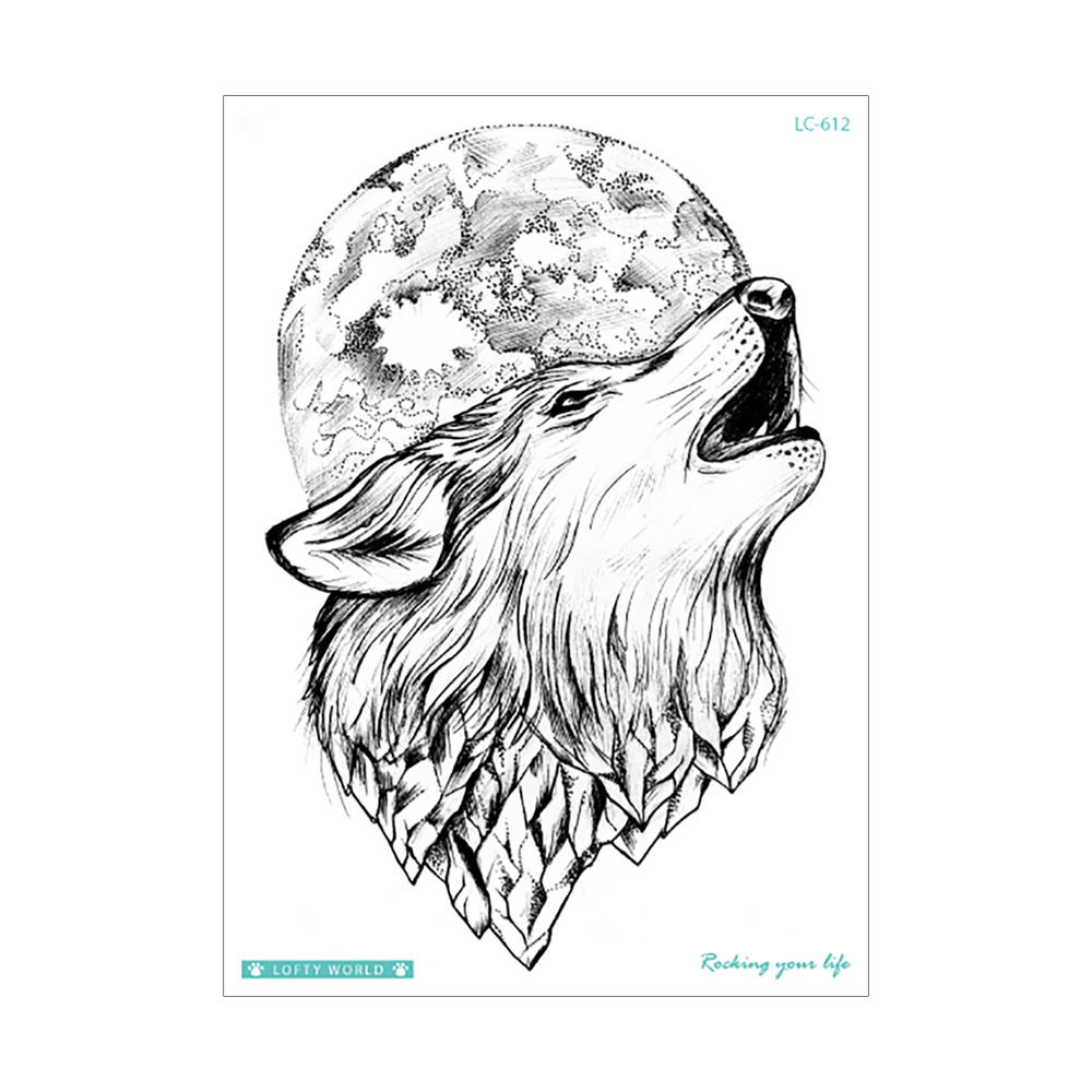 Nueva flor impermeable brazo tatuaje pegatinas personalidad original Lobo tatuaje pegatinas animal patrón tatuaje desechable al por mayor