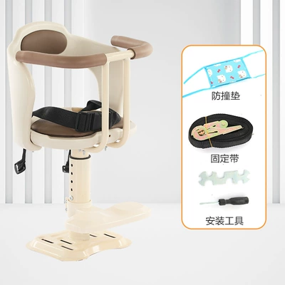 Electric Vehicle Front-Mounted Baby/Child Safety Seat for Electric Bikes, Motorcycles, and Scooters (Electric car child seat) - off-white-large-plate-curved-handle