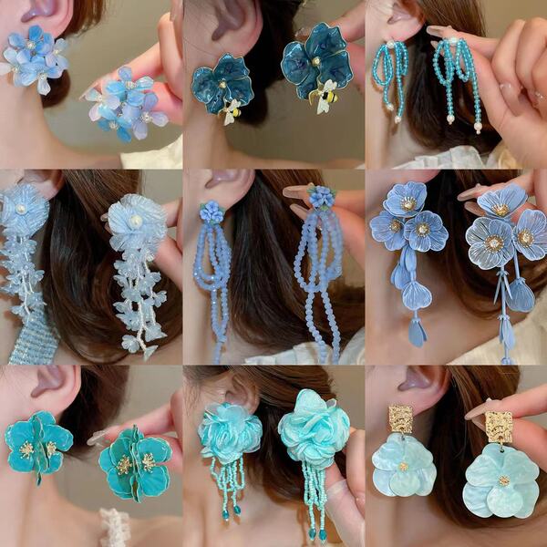 Blue fresh fashionable earrings
