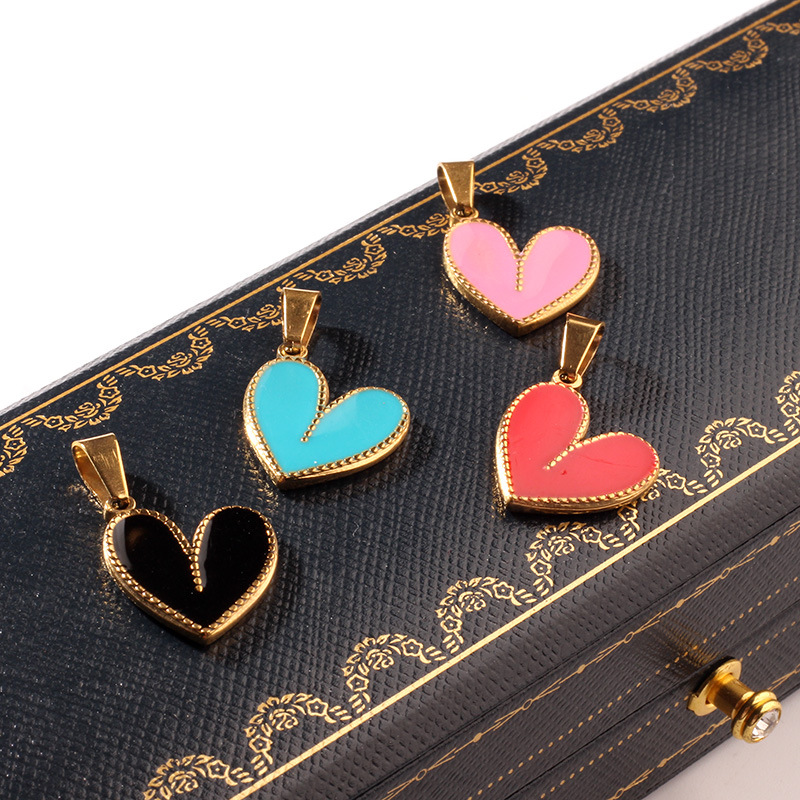 6g Weight Pendant Jewelry Making Type DIY Jewelry Accessories Classification 1 Piece Quantity 304 Stainless Steel, Metal Material Peach, Heart Shape Pattern Women's Gender Retro Style Enamel, Plating Craft 1 Piece 304 Stainless Steel Metal Peach Heart Shape Pendant DIY Jewelry Accessories 2