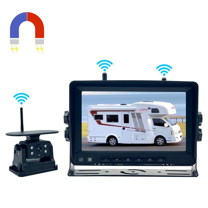 Solar-powered wireless magnetic camera car display screen 7inch wireless reverse car camera