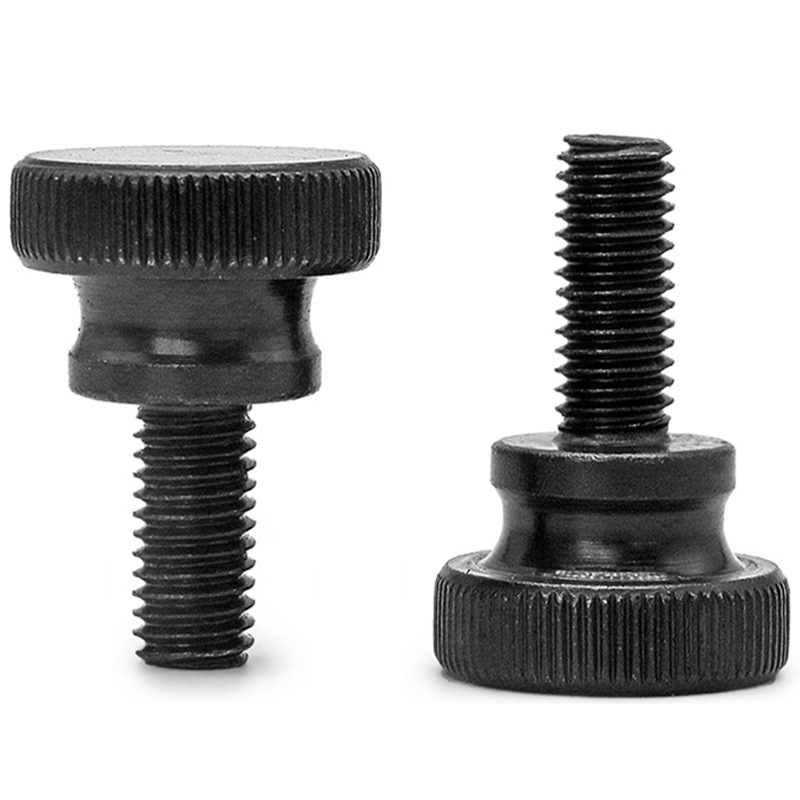 碳钢铁黑色手拧螺丝镀黑锌高头滚花大头台阶调节螺钉M3M4M5M6M8