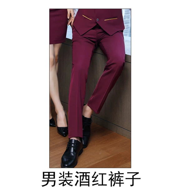 Men's wine red trousers lly81