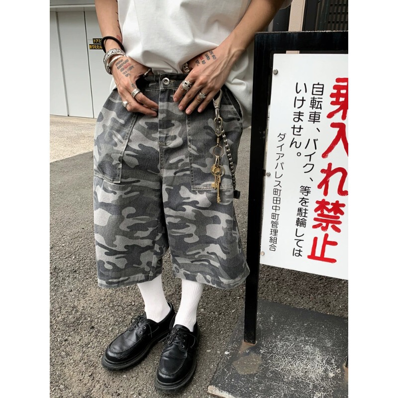 American-Style Camouflage Denim Work Shorts for Men, Summer Trendy Brand Loose Straight-Leg Casual Knee-Length Shorts American-Style Camouflage Denim Work Shorts for Men, Summer Trendy Brand Loose Straight-Leg Casual Knee-Length Shorts