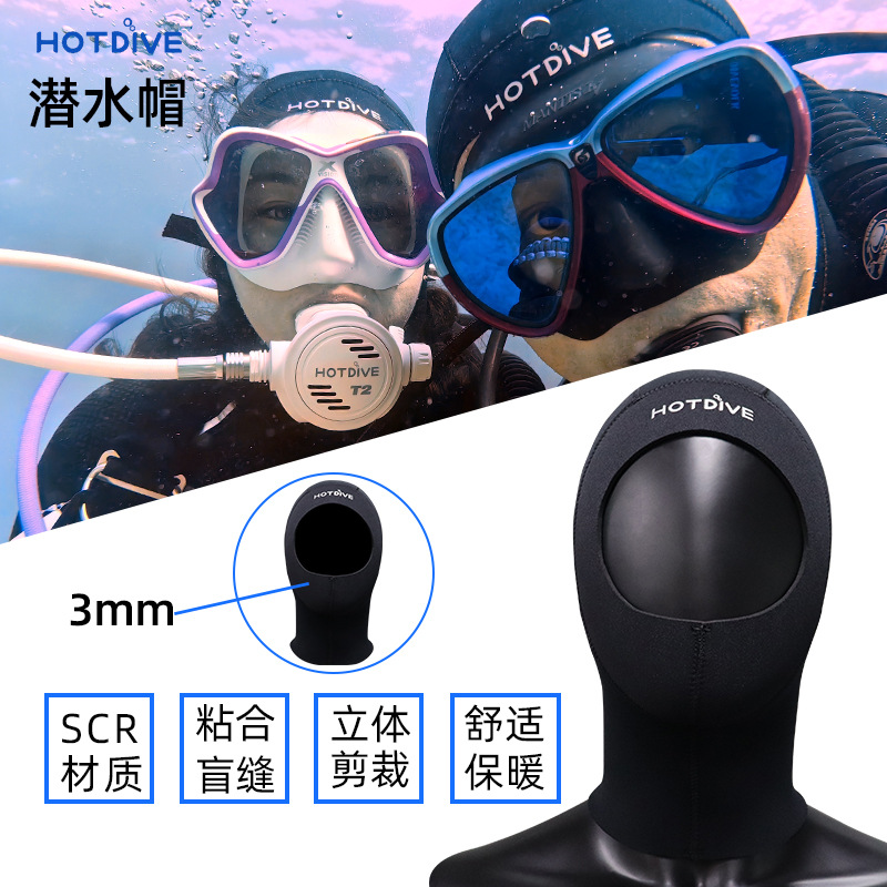 HOTDIVE buceo cabeza cubierta hombres y mujeres 3MM snorkeling caliente protección del oído cabeza protección solar gorro de natación cubierta de la cabeza de buceo a prueba de frío