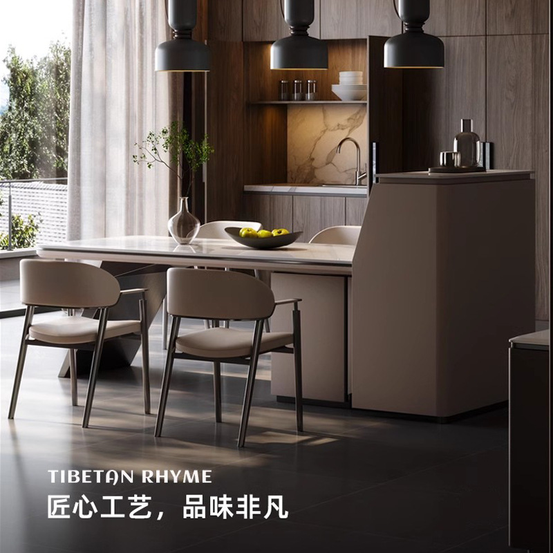 Mesa de mahjong mesa de isla de losa de roca mesa de comedor de una pieza de madera maciza moderna de lujo ligero para el hogar máquina de mahjong plegable de alta gama automática