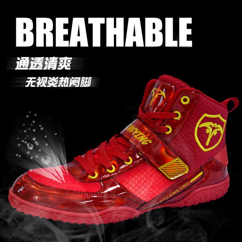 Boxing Shoes for Men and Women, Sanda Shoes, Training Fighting Shoes, High-Top Muay Thai Shoes, Breathable Professional Free Fighting Shoes, Wrestling Shoes