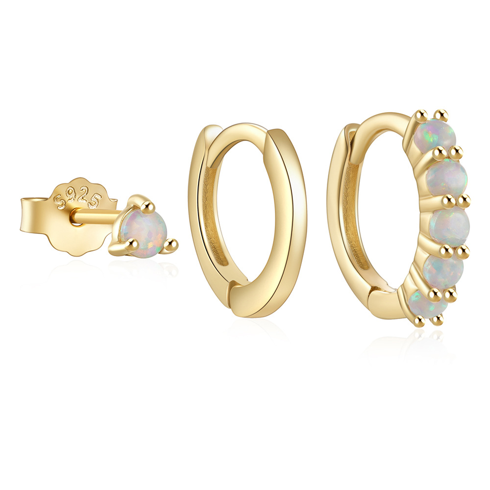 4g Weight Zircon Inlay Material Earrings Classification 3 Pieces Set Quantity Daily Occasion 925 Sterling Silver Material Geometric Pattern Women's Gender Plating, Inlay Design Simple Style Style 3 Pieces Set 925 Sterling Silver Zircon Geometric Earrings 98