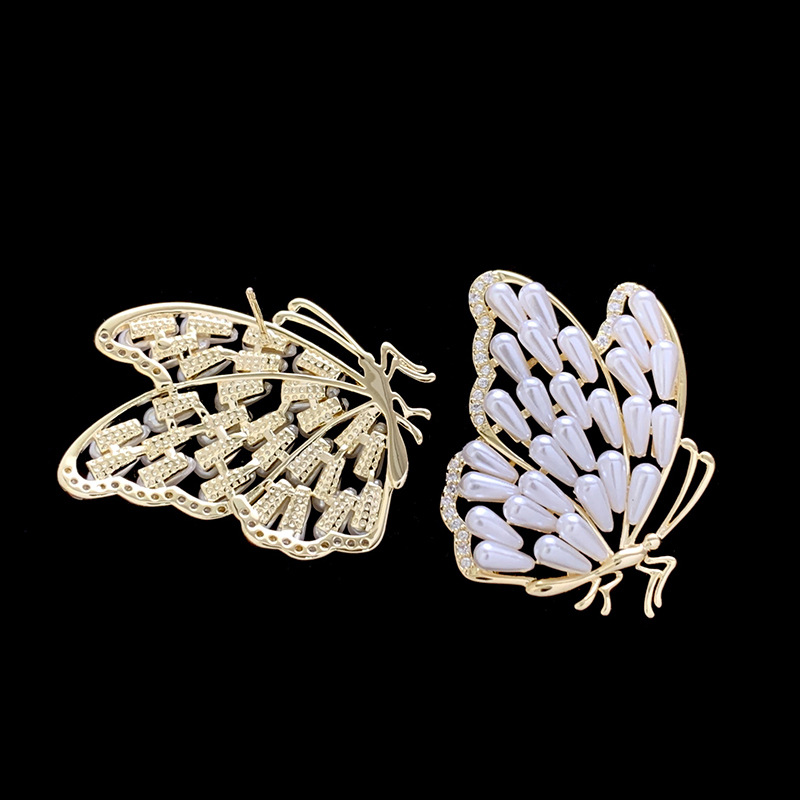 1 Paire Dame Style Classique Papillon Le Cuivre Des Boucles D'oreilles display picture 3