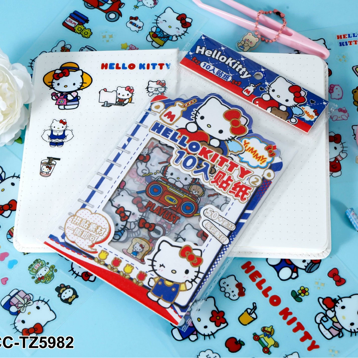 Наклейки (Hello Kitty) 5982 — 10 шт. в упаковке, красно‑синяя серия, для учеников, дисплей 40 шт.