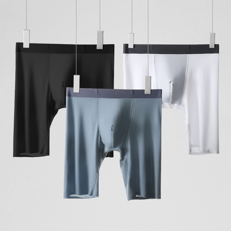 Men's Sports Underwear Men's Summer Ice Silk Quick-drying Long Anti-wear Legs Plus Fat Loose Short Pants Head