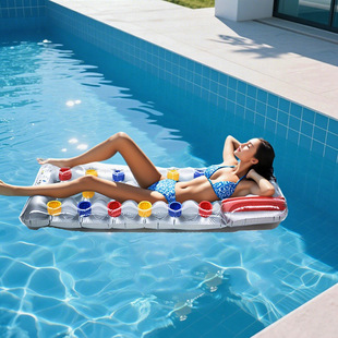 Ready Supply of Inflatable Floating Bed, Floating Bed with Cup Hole, Summer Vacation Leisure, Swimming, Cross-Border E-Commerce Hot Sale