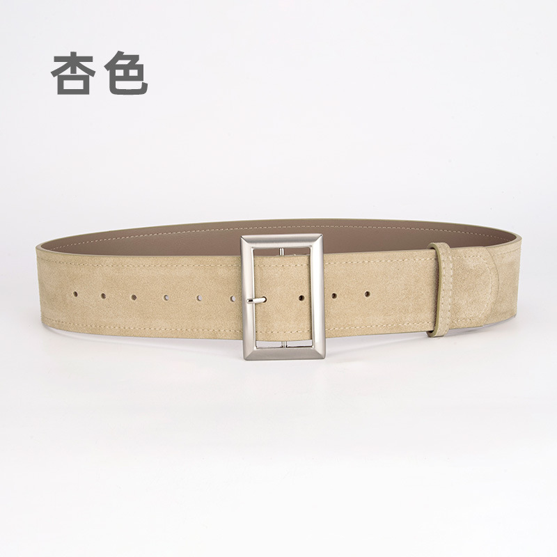 New Women's Fashion Alloy Wide Leather Belt, Genuine Leather Waist Cincher For Coats, Retro Decorative Versatile Simple Waistband - Thumbnail 8