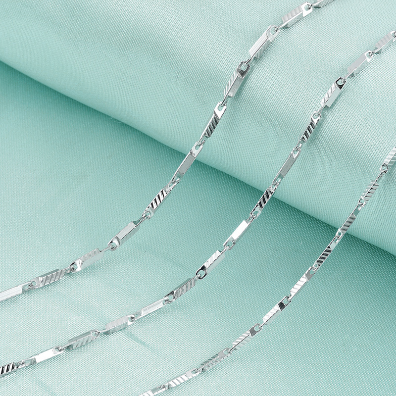 Fábrica directa cadena de moda transfronteriza s925 plata 1.0 columna cuadrada accesorios de estriado collar de moda