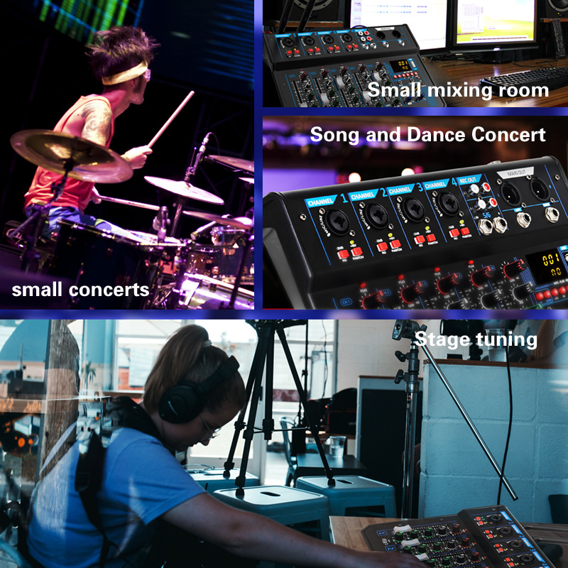 (2개) GM-26 전문 6 웨이 무선 마이크 무대 믹서 가족 야외 노래방 잔향 소형 성능 장비