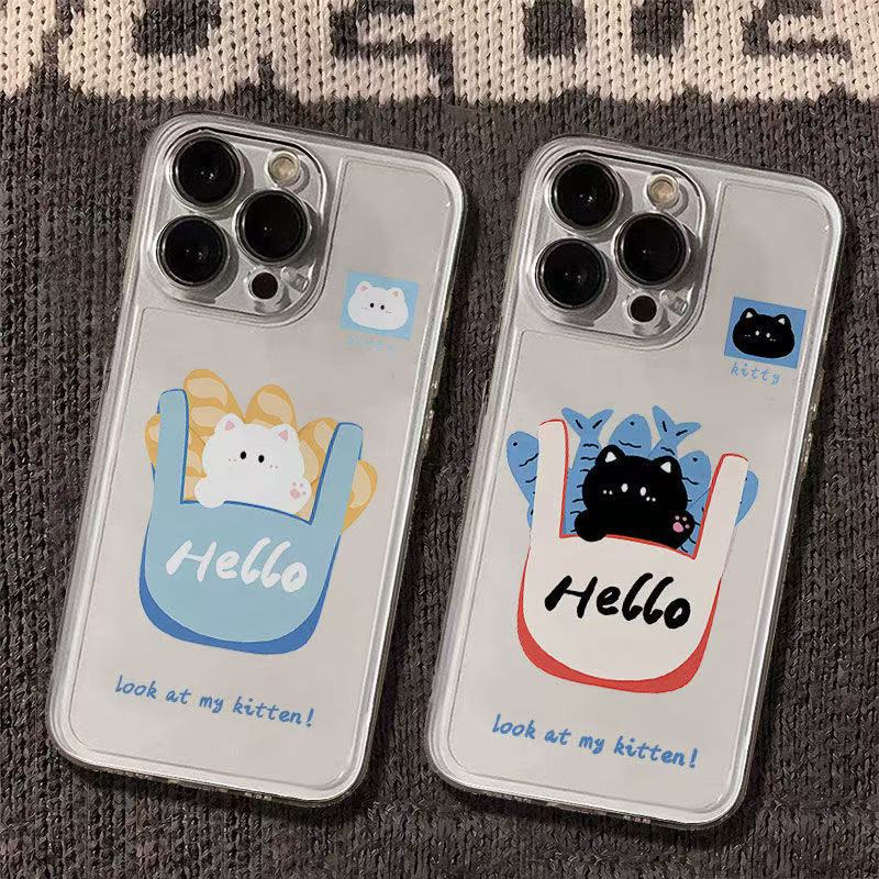 Cute Bag Cat Space Mobile Phone Case Suitable for Apple 16 Transparent Iphone14 Protective Case 1512Pro