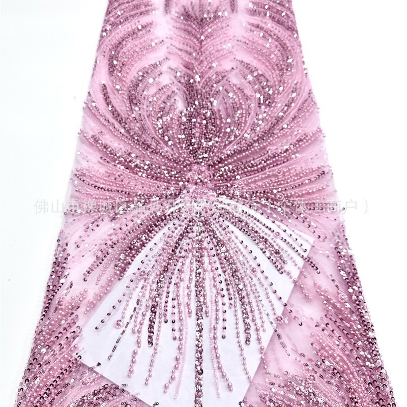 Vestido de boda estilo francés de moda cena festiva vestido de fiesta tela de encaje tela bordada