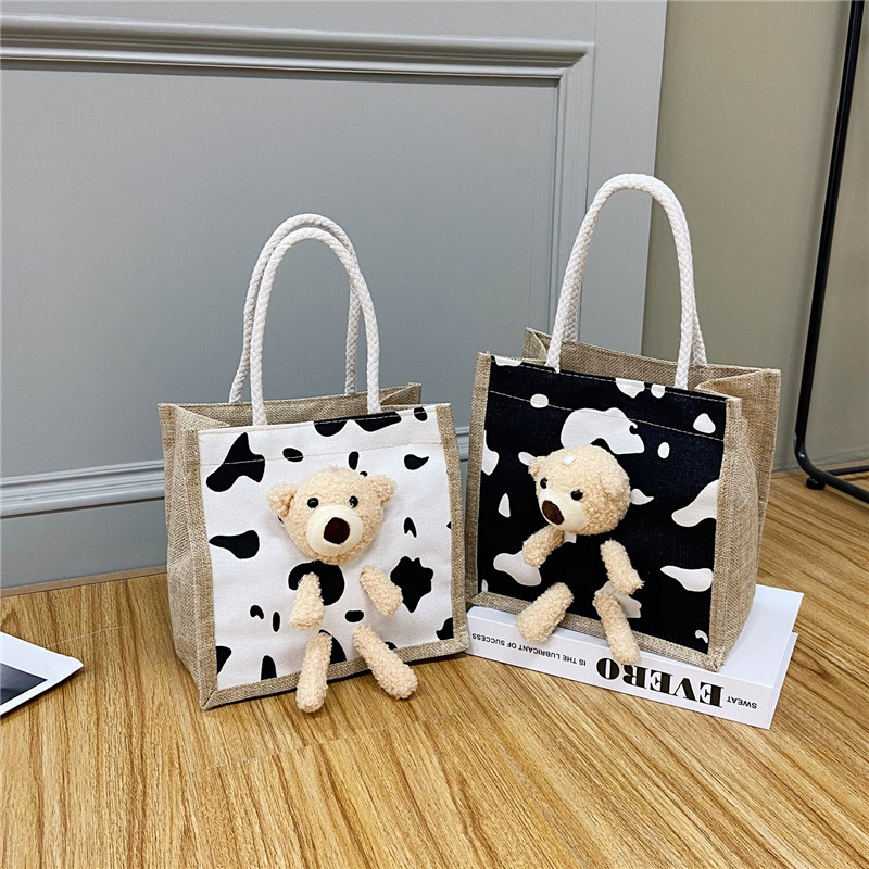 2020 Ins Winter Cute Bear Korean Edition Women's Bag Bag Cartoon Student Foreign Air Hand Tide Cloth Bag Trend Model