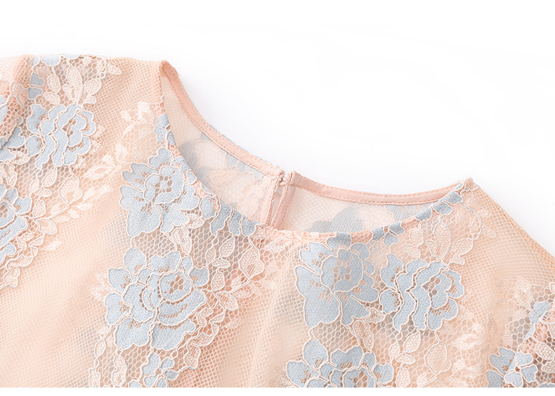 Áo sơ mi ren jacquard phong cách Pháp thanh lịch tay dài — Màu hồng chi tiết 22
