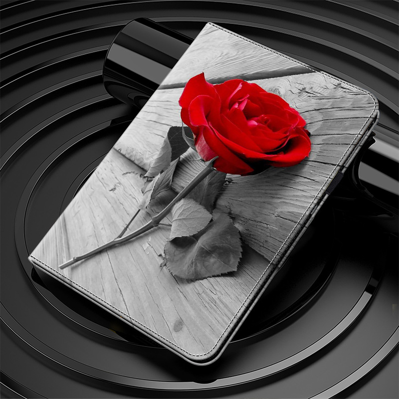 Applicable to Samsung Tab S9-inch tablet leather case Tab A7 cartoon painted flower card holder protective case S8