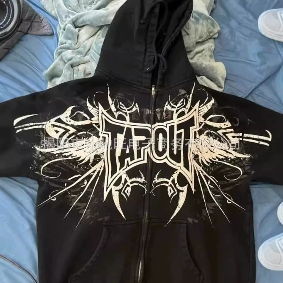 Американский ретро уличный хип-хоп алфавит граффити с принтом молния свитер мужской повседневный дикий спортивный куртка на молнии