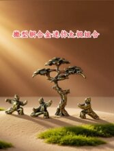 禅意铜器迷你微型太极小摆件盆景奇石造景人物沙盘微景观沙盘组合