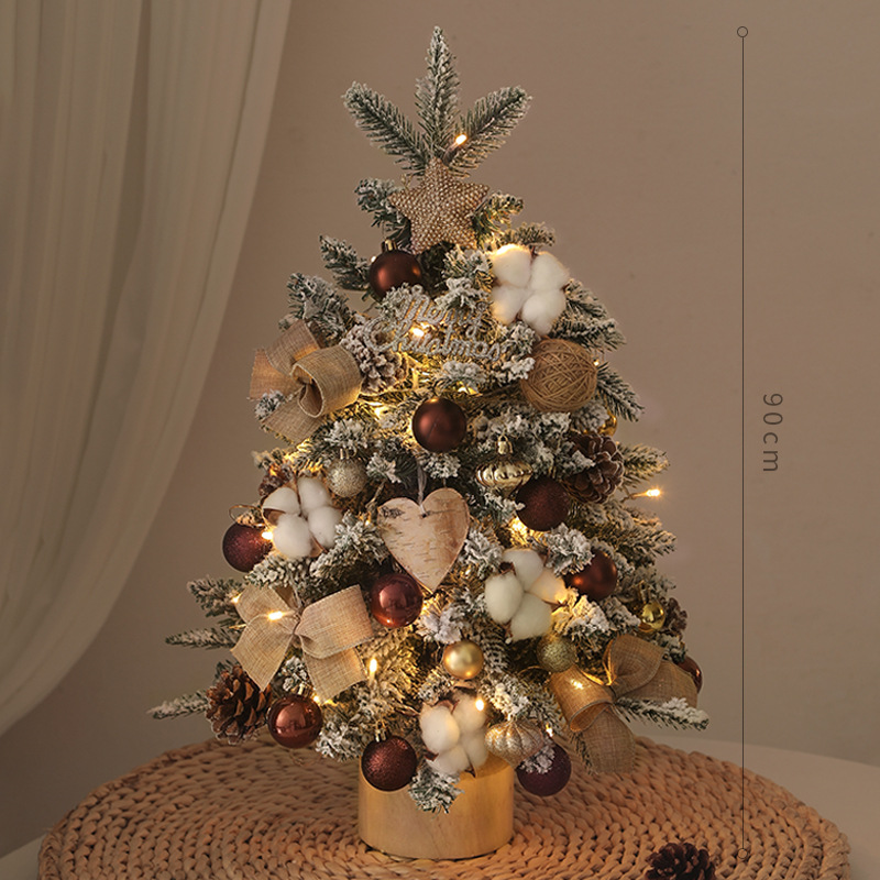 Nuevos productos transfronterizos árbol de Navidad con lámparas de nieve PE árbol de Navidad de escritorio árbol de Navidad decoración artesanía decoración