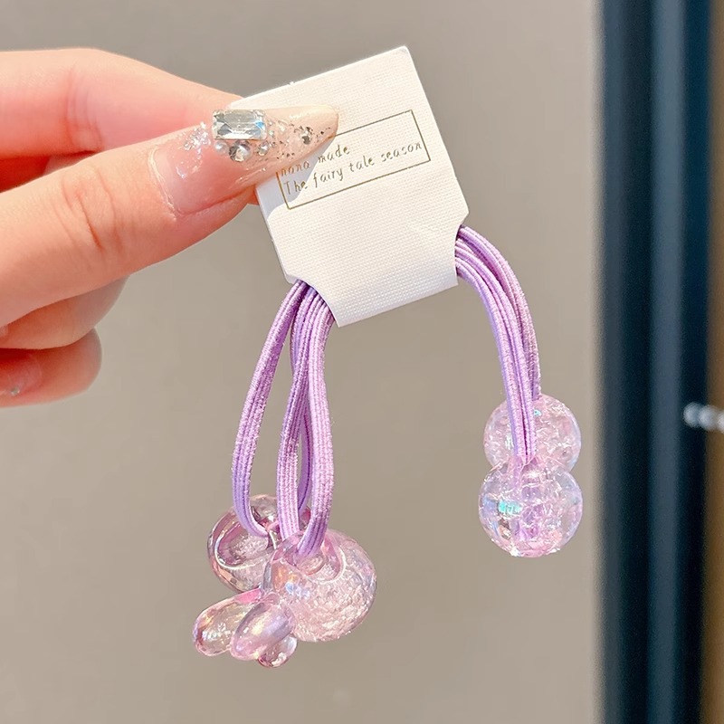 Niños cuerdas de cabello de cola de caballo alta anillo de cabello femenino de alto nivel doble cuerdas de cabello adorable adornamiento de cabello de bebé color conejo banda de goma