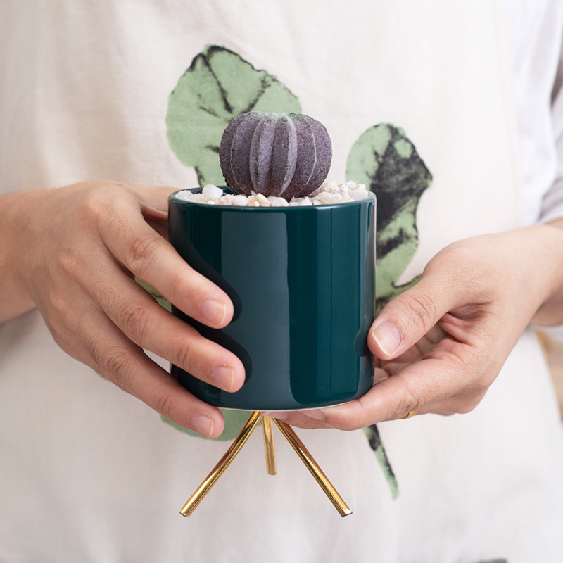 Ins nordic hierro maceta de cerámica suculenta flor artificial decoración de escritorio maceta de cerámica verde planta fabricante de flores