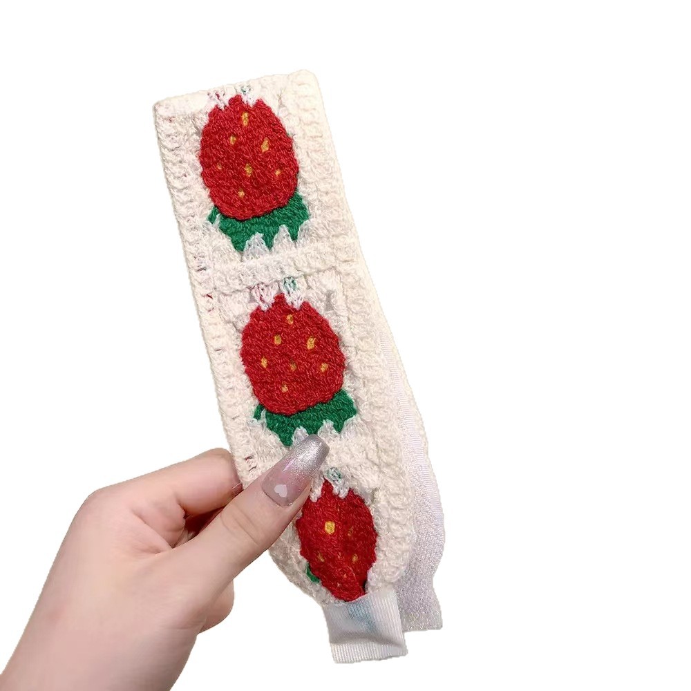 Otoño e invierno Sen correa de cabello de punto de acabado de cabello de atmósfera velcro estilo coreano pastílico flores trenzadas correa de cabello para mujeres