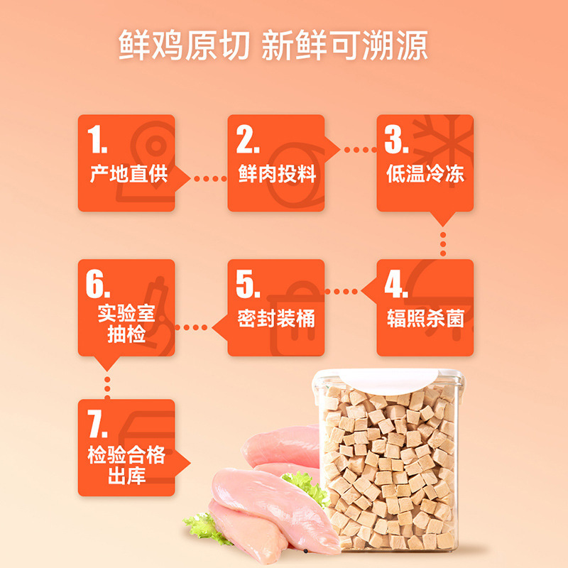 Cat snack granos de pollo liofilizados gatos jóvenes gatos adultos codorna huevo huevo nutrición perros alimentos básicos para toda la familia barril alimento para mascotas