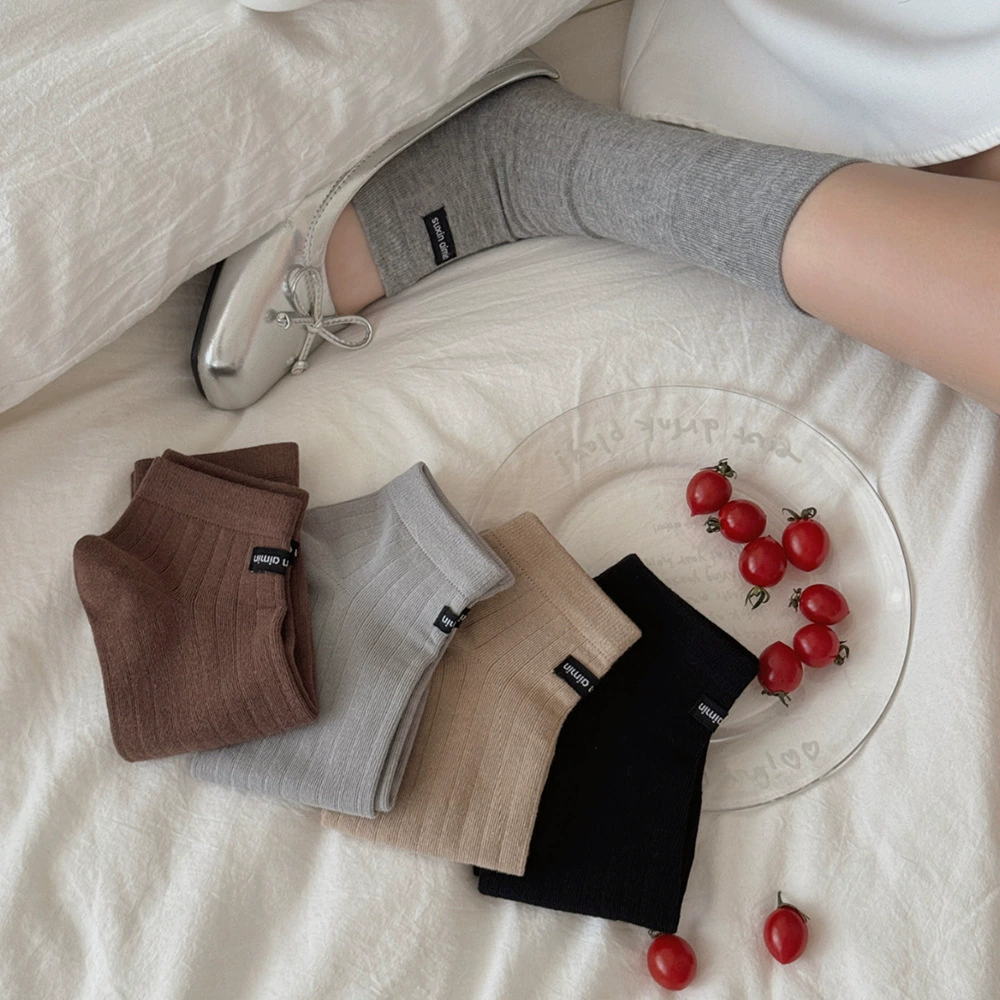 Черные носки Suxinaimin, весенне-летние тонкие кружевные утягивающие носки в рубчик, женские носки средней длины до середины трубки