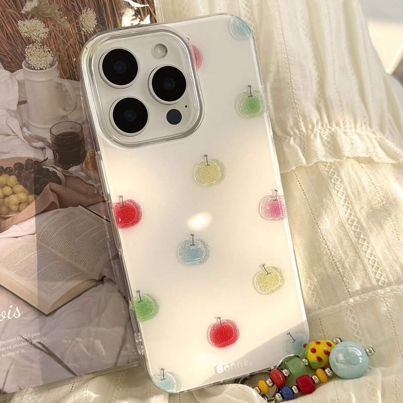 琉砂彩色小苹果17promax手机壳iphone16硬12挂件14小清新11闪粉硬|undefined