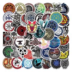 Decorate your personalized luggage, water cups, guitars with 50 Viking tattoo stickers, waterproof DIY, cross-border wholesale